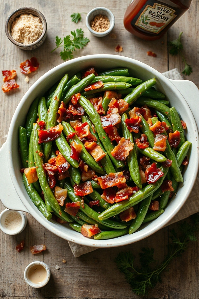 bacon infused bbq green beans