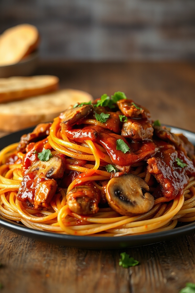 bbq spaghetti with pulled pork