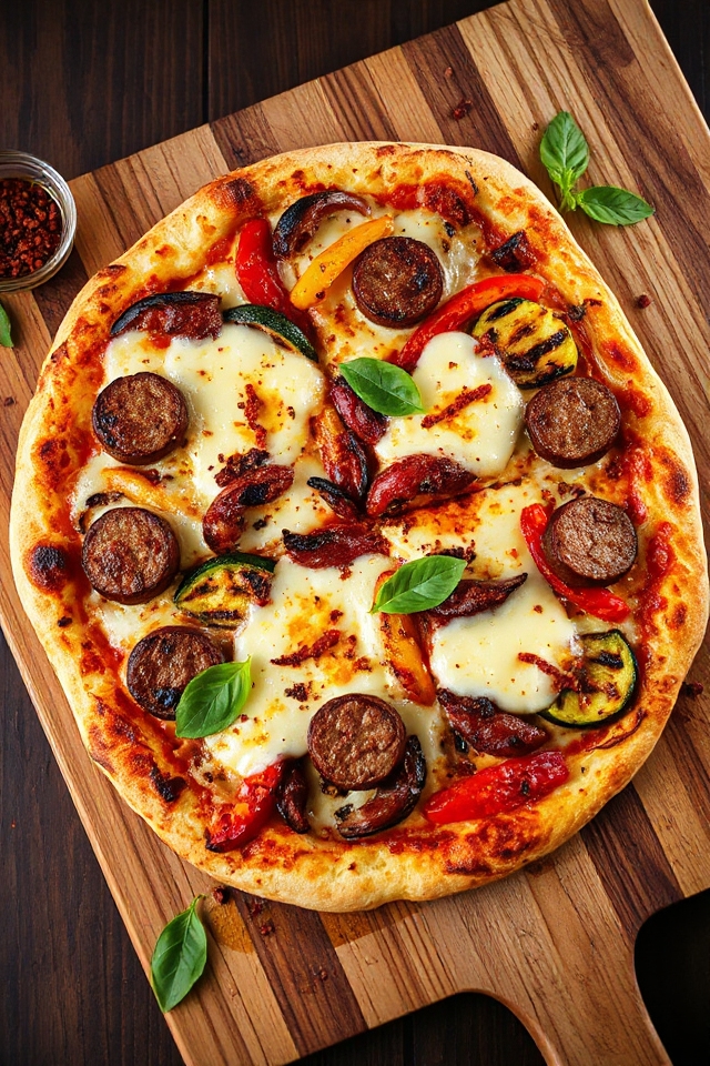 grilled sausage bbq pizza