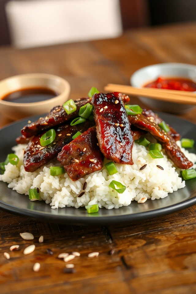 marinated grilled beef strips